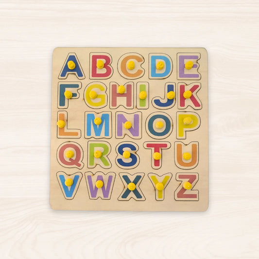 Wooden Alphabets learning Educational Puzzle board Activity Toy|Matching & Sorting Board Puzzle for Pre-School Toddler Baby|Birthday Gift for 3+