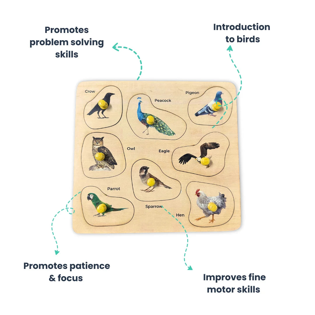Wooden Birds Puzzle Learning Educational Board For Kids| Early Childhood Development & Brain Boosting Toys