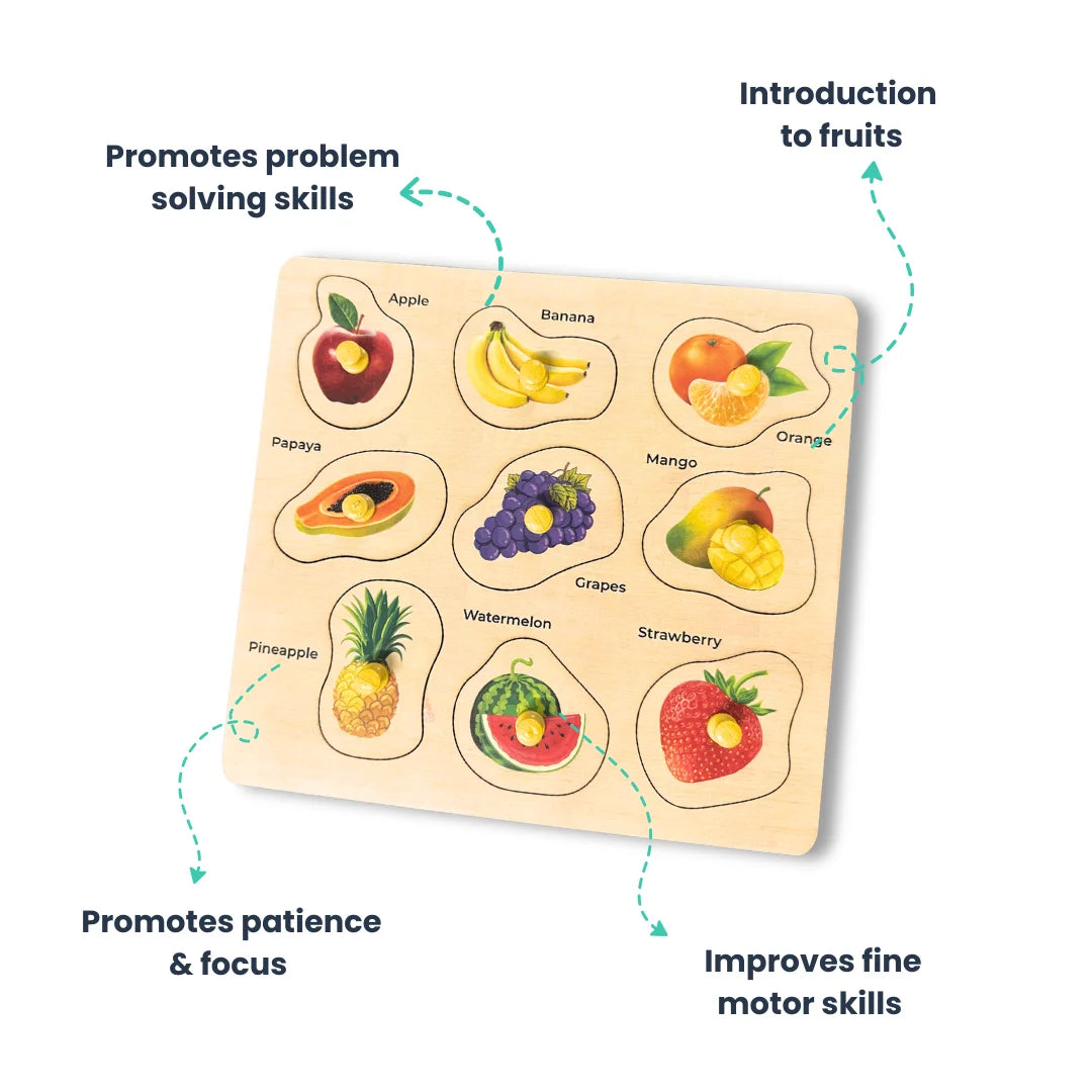 Wooden Fruits Puzzle Learning Educational Board For Kids| Early Childhood Development