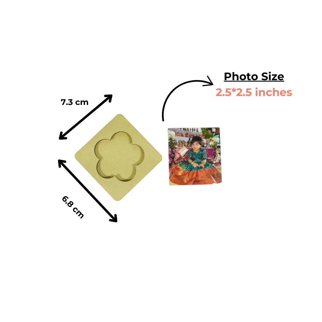 Wooden Flower Photo Frame Fridge Magnet for Home Decor, Living room, Kitchen & Office Decoration|Gift For Family, Friend