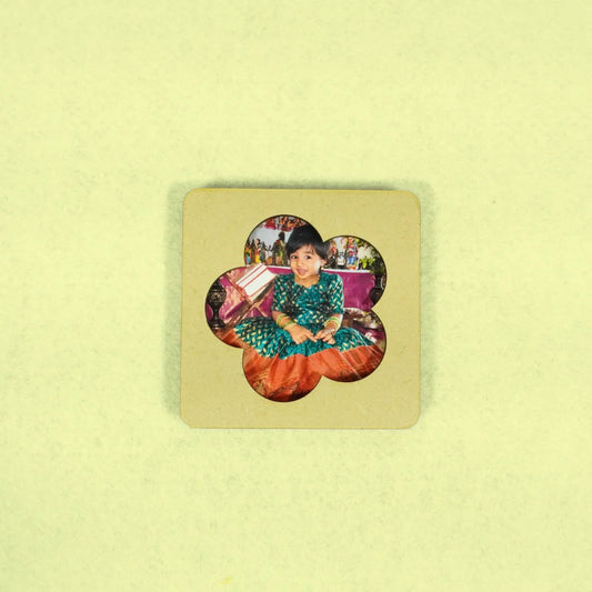 Wooden Flower Photo Frame Fridge Magnet for Home Decor, Living room, Kitchen & Office Decoration|Gift For Family, Friend