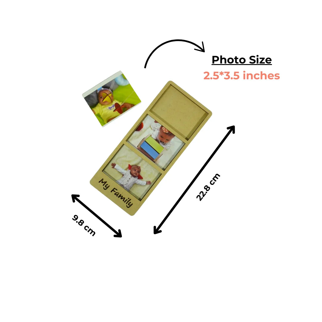 Wooden Photo Frame Fridge Magnet for Home Decor, Living room, Kitchen & Office Decoration|My Family