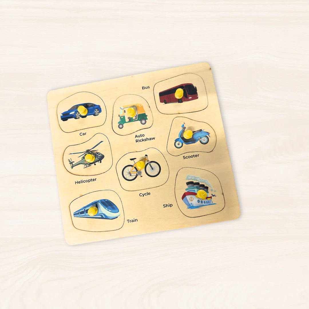 Wooden Vehicles Puzzle Learning Educational Board For Kids| Early Childhood Development & Brain Boosting Toys