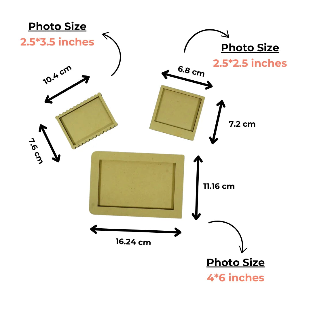 Fridge Magnet Photo Frames for Home Decor, Living room, Kitchen & Office Decoration Set of 3| Gift For Family, Friend