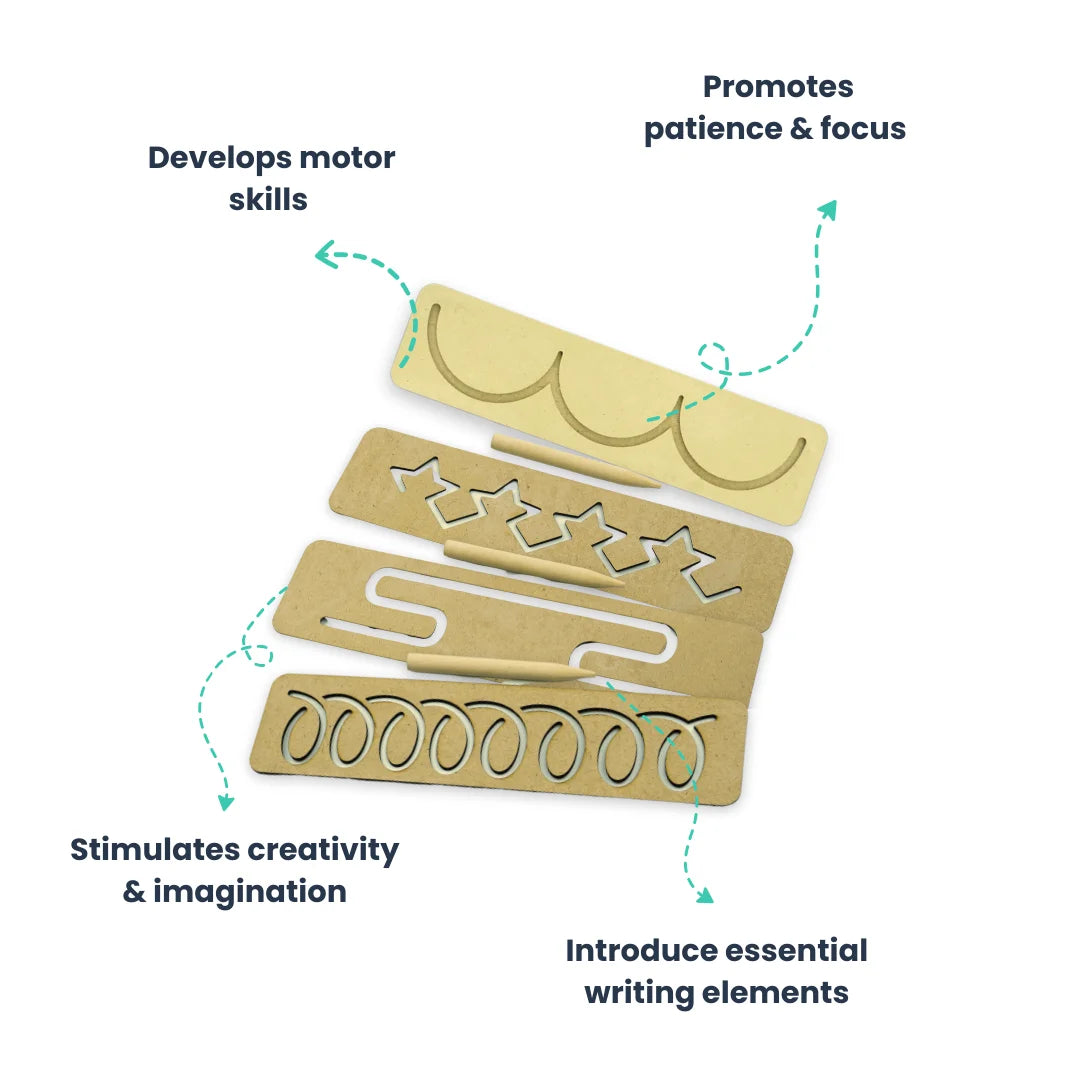 Montessori Learning Toy Stencils Set 2| Handwriting Stencil Wooden Educational Toys( Set of 4)