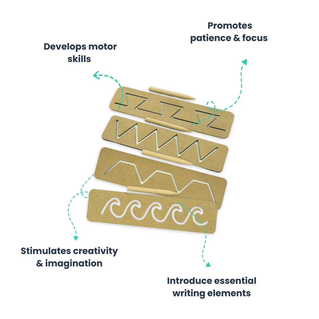 Montessori Learning Toy Stencils Set 3| Handwriting Stencil Wooden Educational Toys( Set of 4)