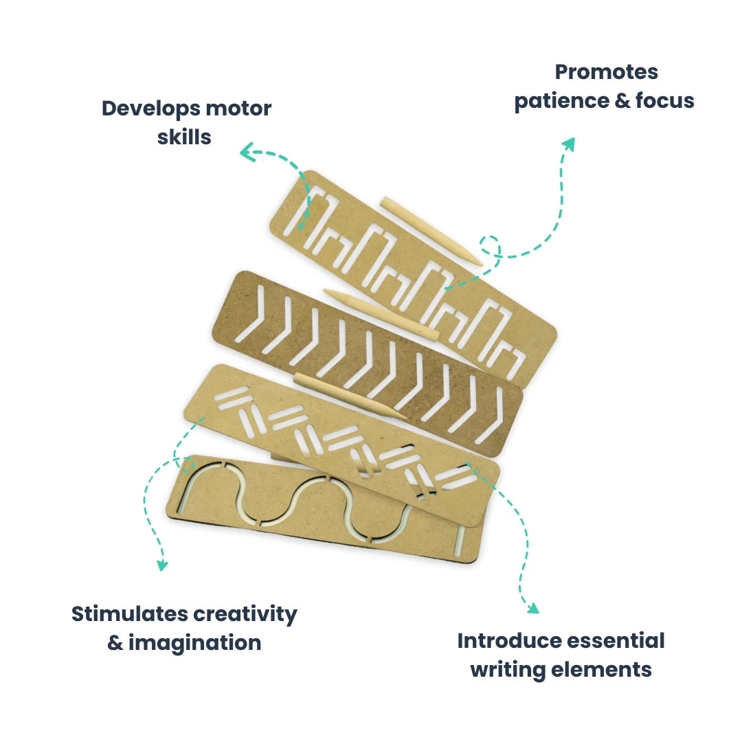Montessori Learning Toy Stencils Set 5| Handwriting Stencil Wooden Educational Toys( Set of 4)