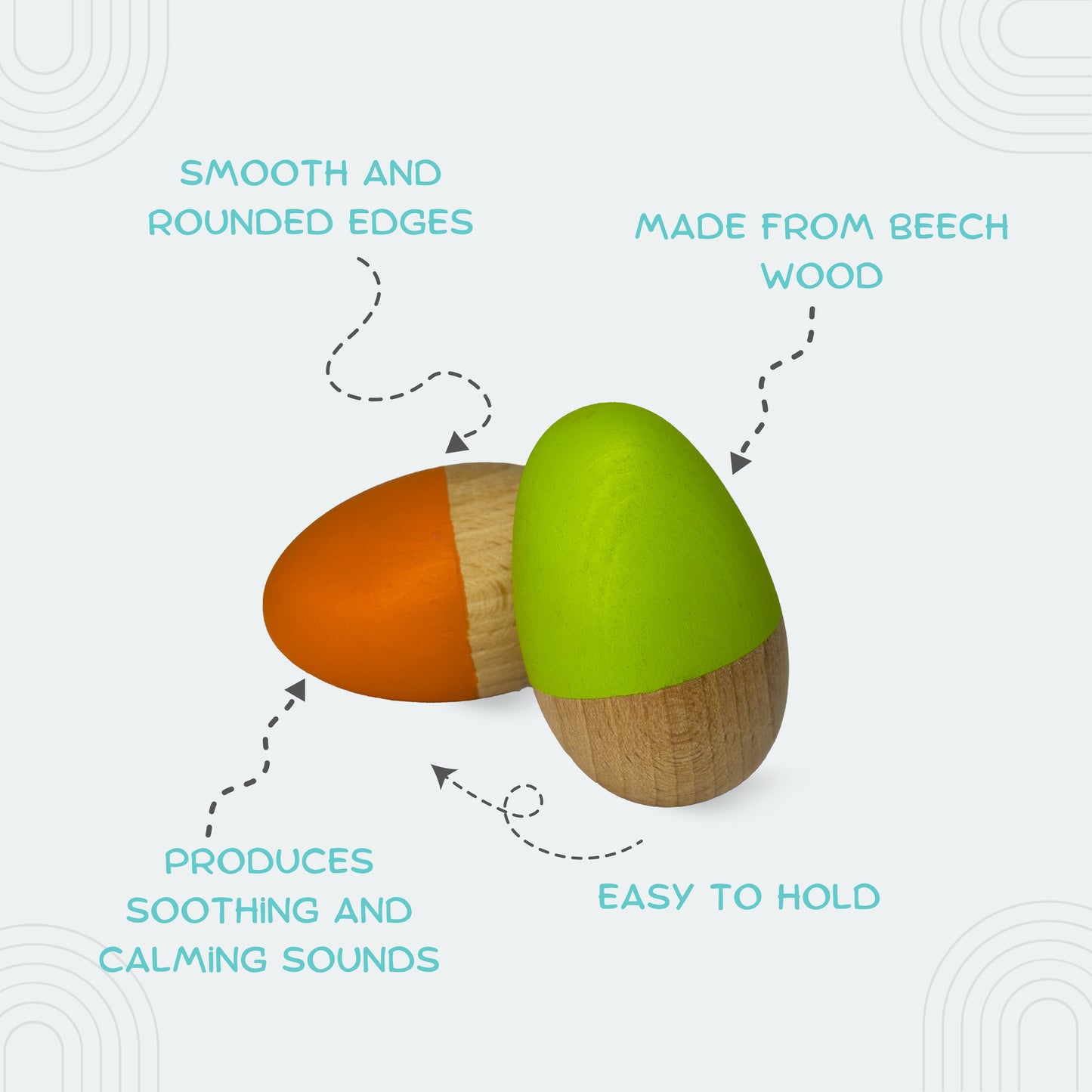 Orange & Green Wooden Egg Shakers