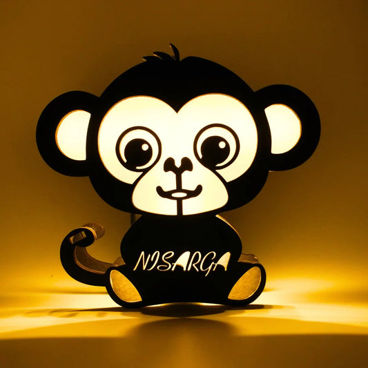 Cute Personalised Monkey Night Table Lamp | Perfect for Birthday Gifts, Room Decor, Return Gifts