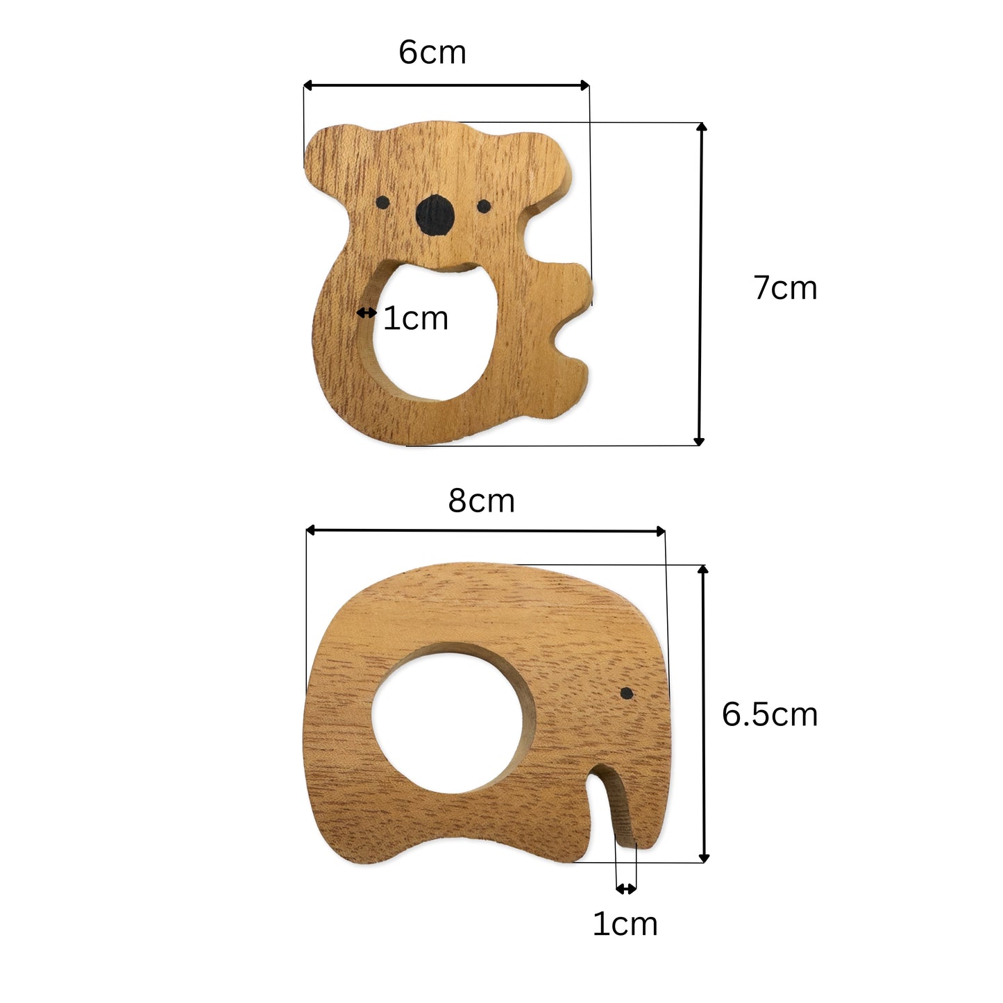 Koala bear & Elephant Shaped Wooden Teethers