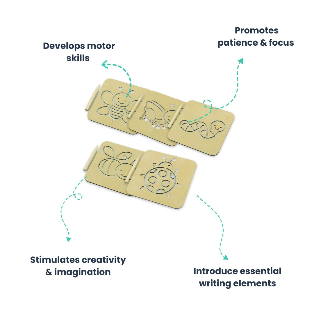 Montessori Insect Tracing Board Learning Toy Set 1| Motor Skill Development Educational Toys( Set of 5)