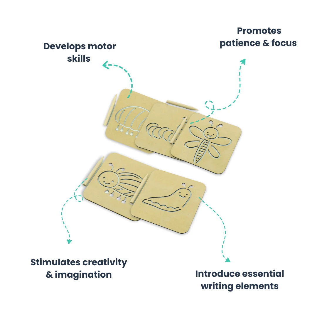 Montessori Insect Tracing Board Learning Toy Set 3| Motor Skill Development Educational Toys( Set of 5)