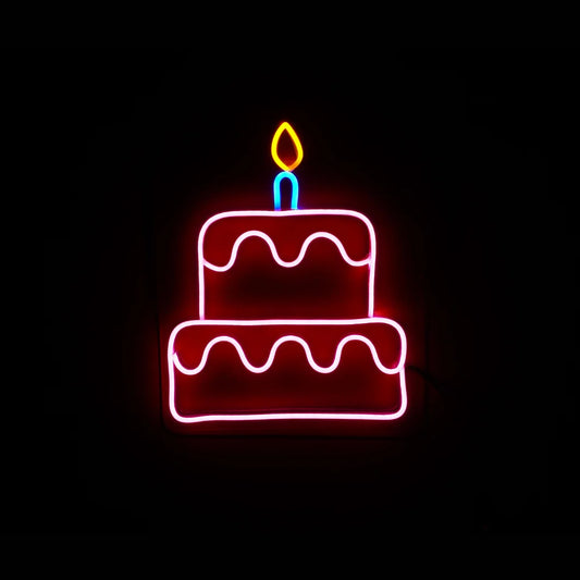 Happy Birthday Cake Neon Light 