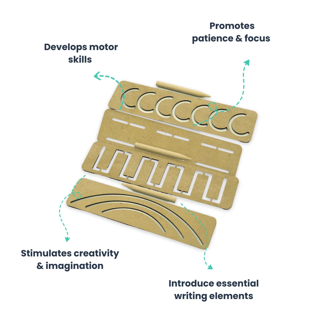 Montessori Learning Toy Stencils Set 1| Handwriting Stencil Wooden Educational Toys( Set of 4)