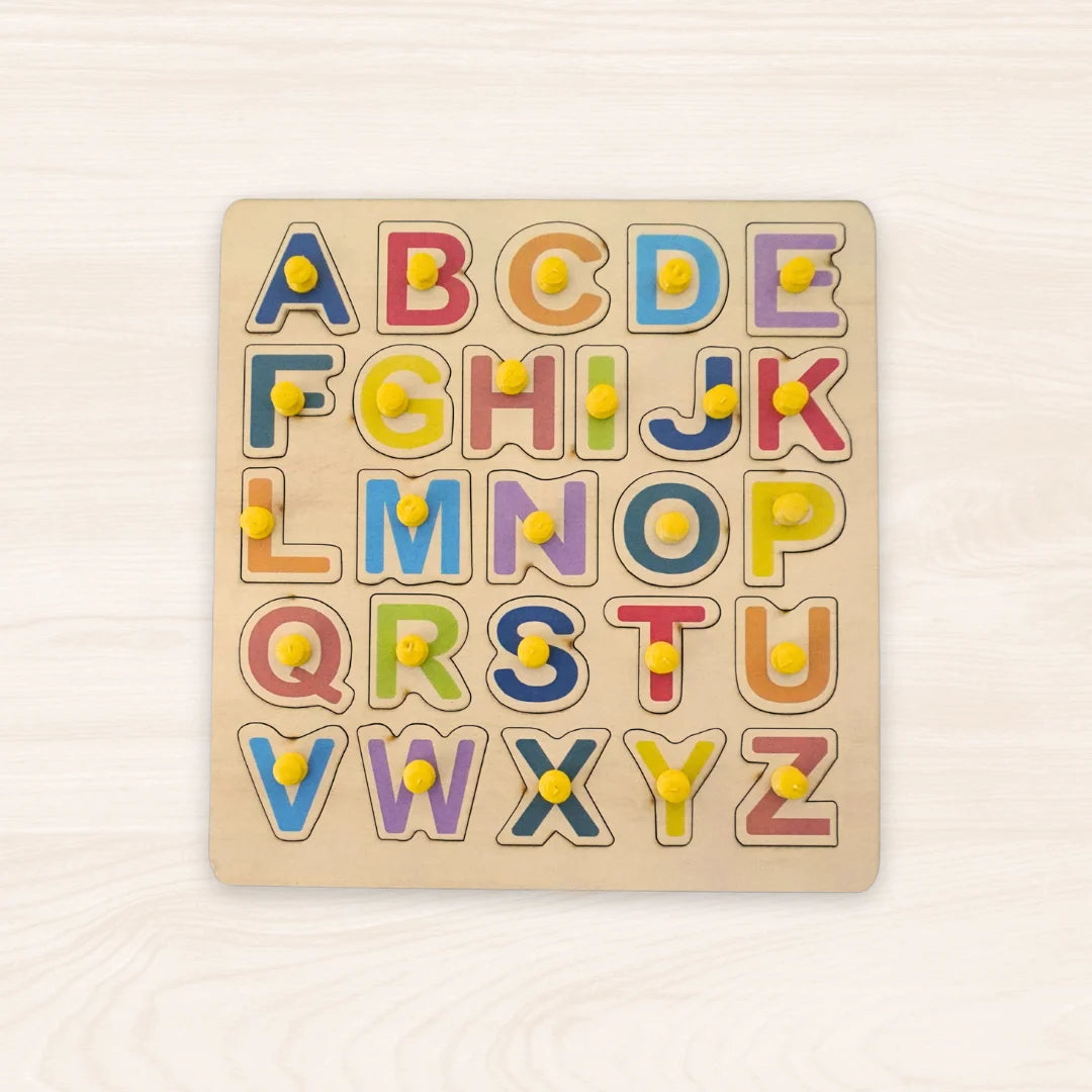 Wooden Alphabets learning Educational Puzzle board Activity Toy|Matching & Sorting Board Puzzle for Pre-School Toddler Baby|Birthday Gift for 3+