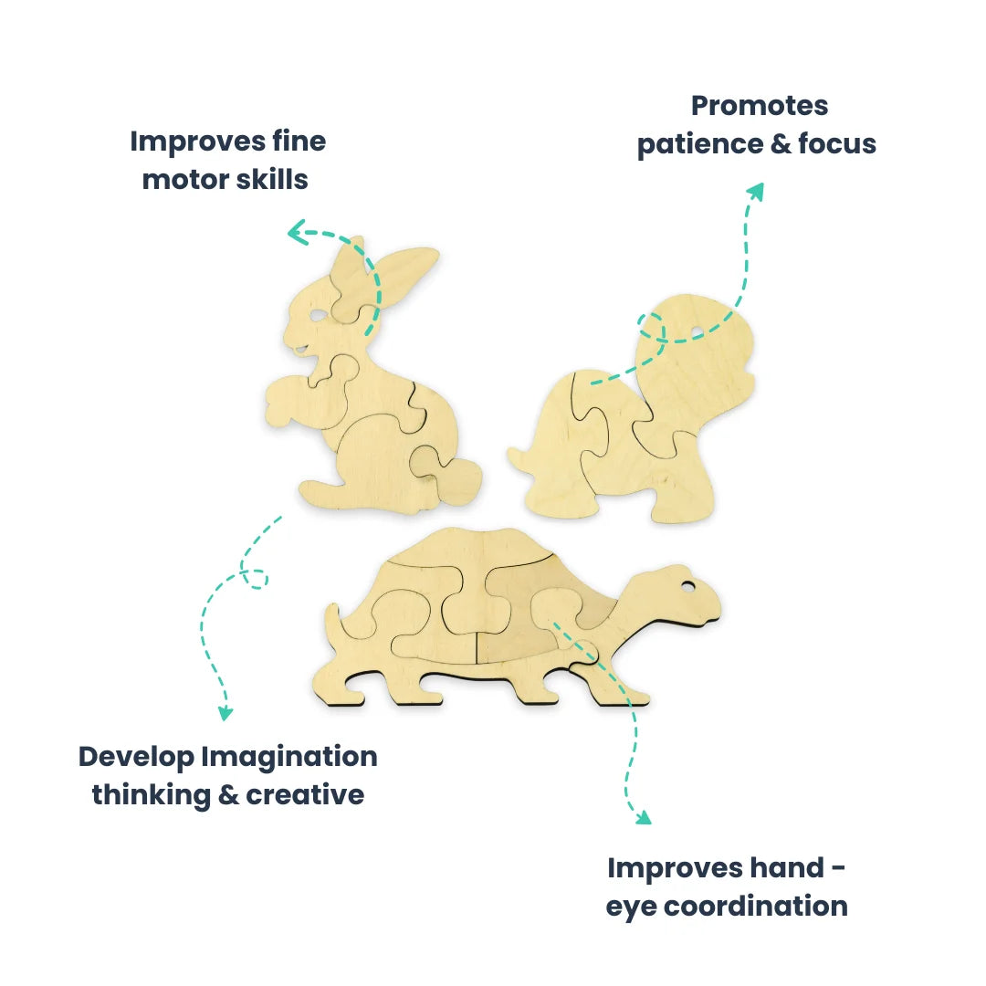 Jigsaw Animals Puzzle Learning For Toddlers(Turtle, Tortoise, Rabbit)| Educational Toy For Pre-School And Montessori Kids